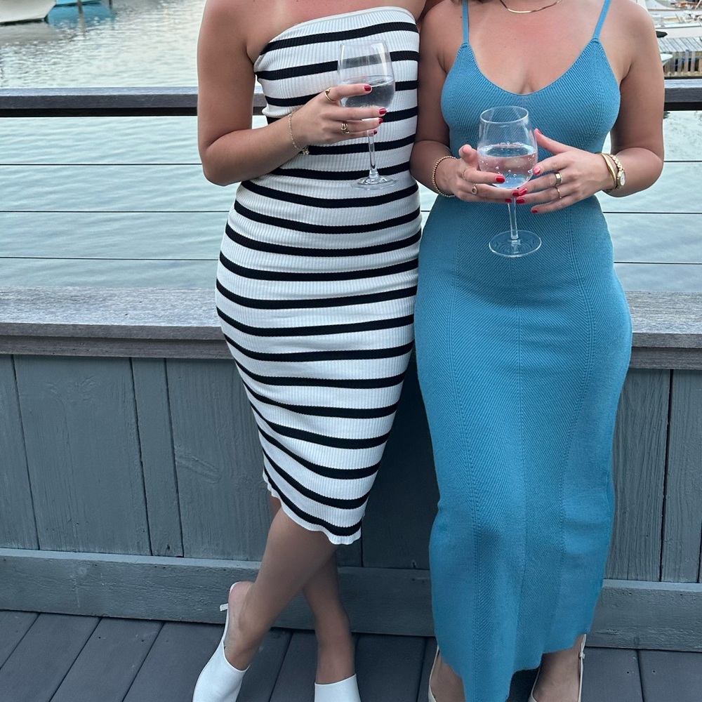 H&M striped strapless dress